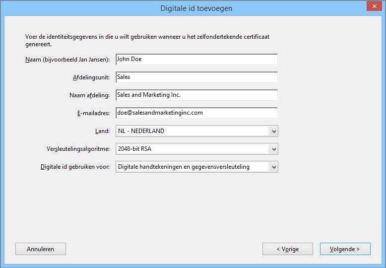 Uw identiteitsgegevens invoeren