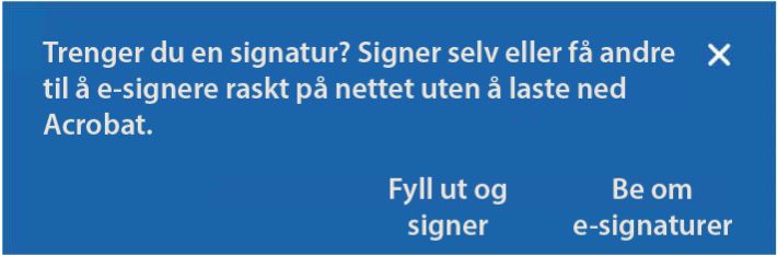 Ledetekst om å fylle ut og signere skjemaet eller be om signaturer
