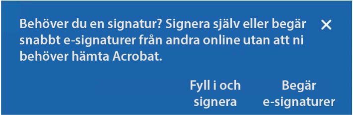 Uppmaning om att fylla i och signera formuläret eller begära signaturer