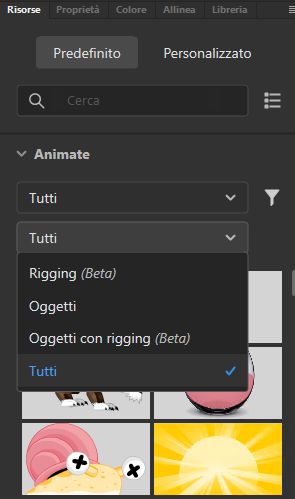 Filtrare per il rigging