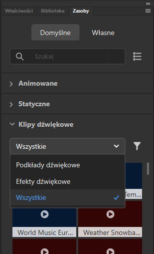 Filtrowanie klipów dźwiękowych