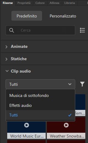 Filtrare le clip audio