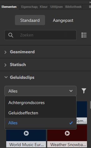 Geluidsclips filteren