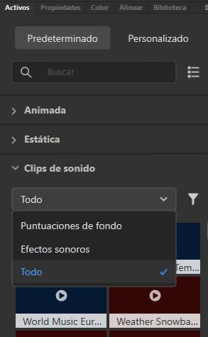 Filtrar clips de sonido