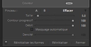Paramètres d’une forme de filtre Lightroom