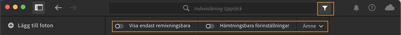 Alternativet Filter för användarforum i ett Lightroom för datorer.