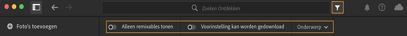 De optie Communityfilter in Lightroom voor desktop.
