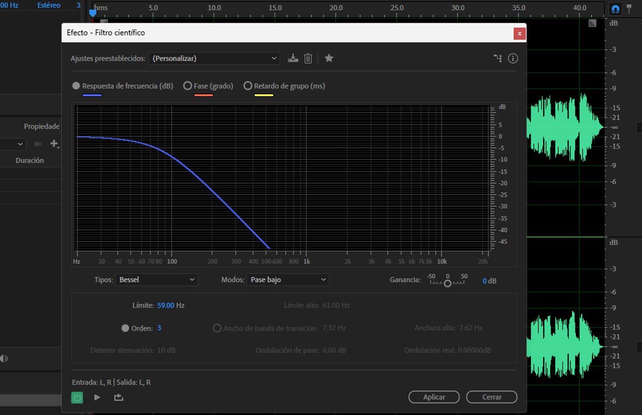 El cuadro de diálogo del efecto Filtro científico está abierto y tiene diferentes tipos y modos que puede seleccionar.