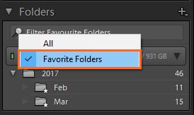 Filtrer favorittmapper