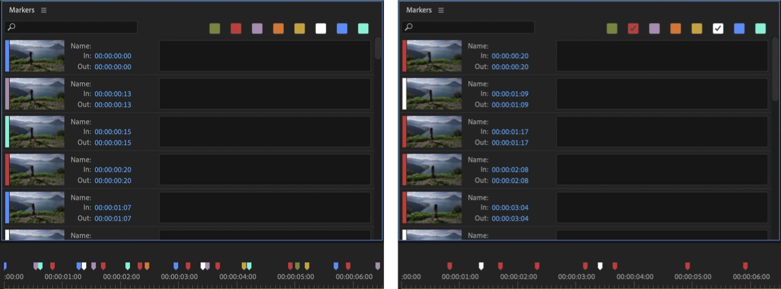 Filtrare e visualizzare i marcatori in base al colore