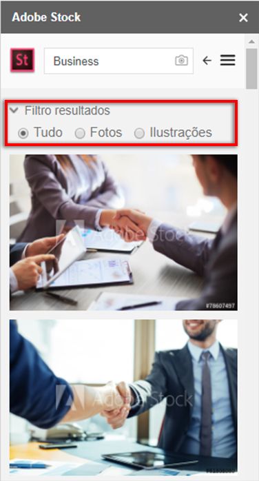 Filtrar resultados da pesquisa