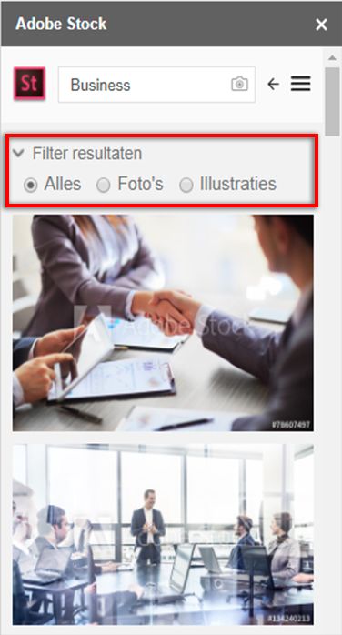 Zoekresultaten filteren