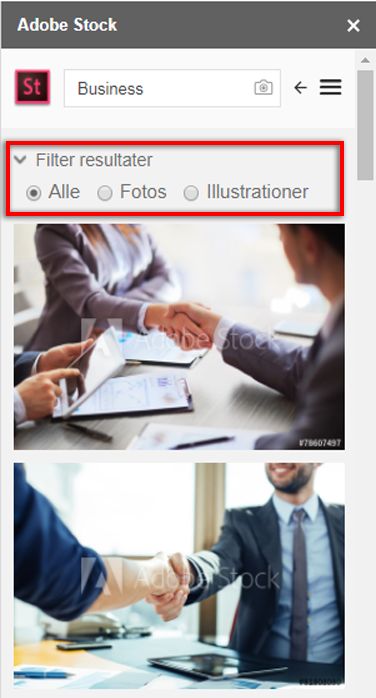 Filtrer søgeresultater