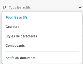 Filtrage des actifs dans Adobe XD