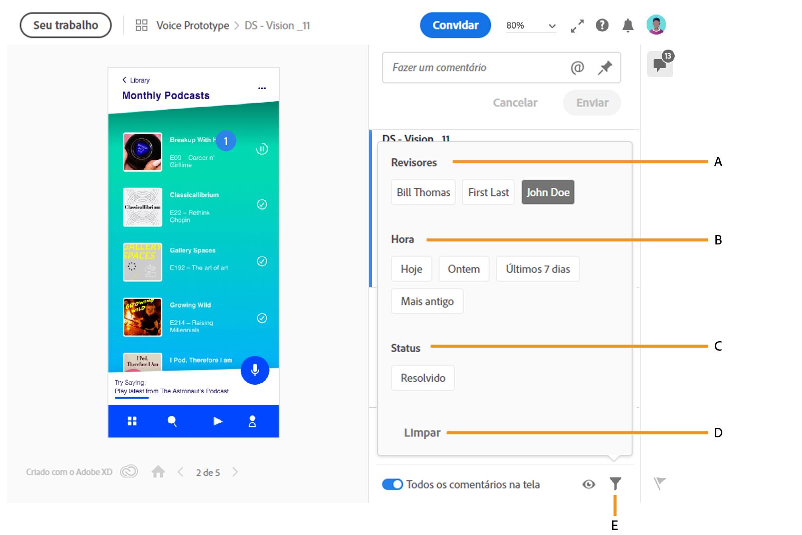 Filtrar comentários
