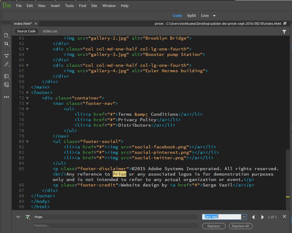 البحث عن نص في المستند الحالي