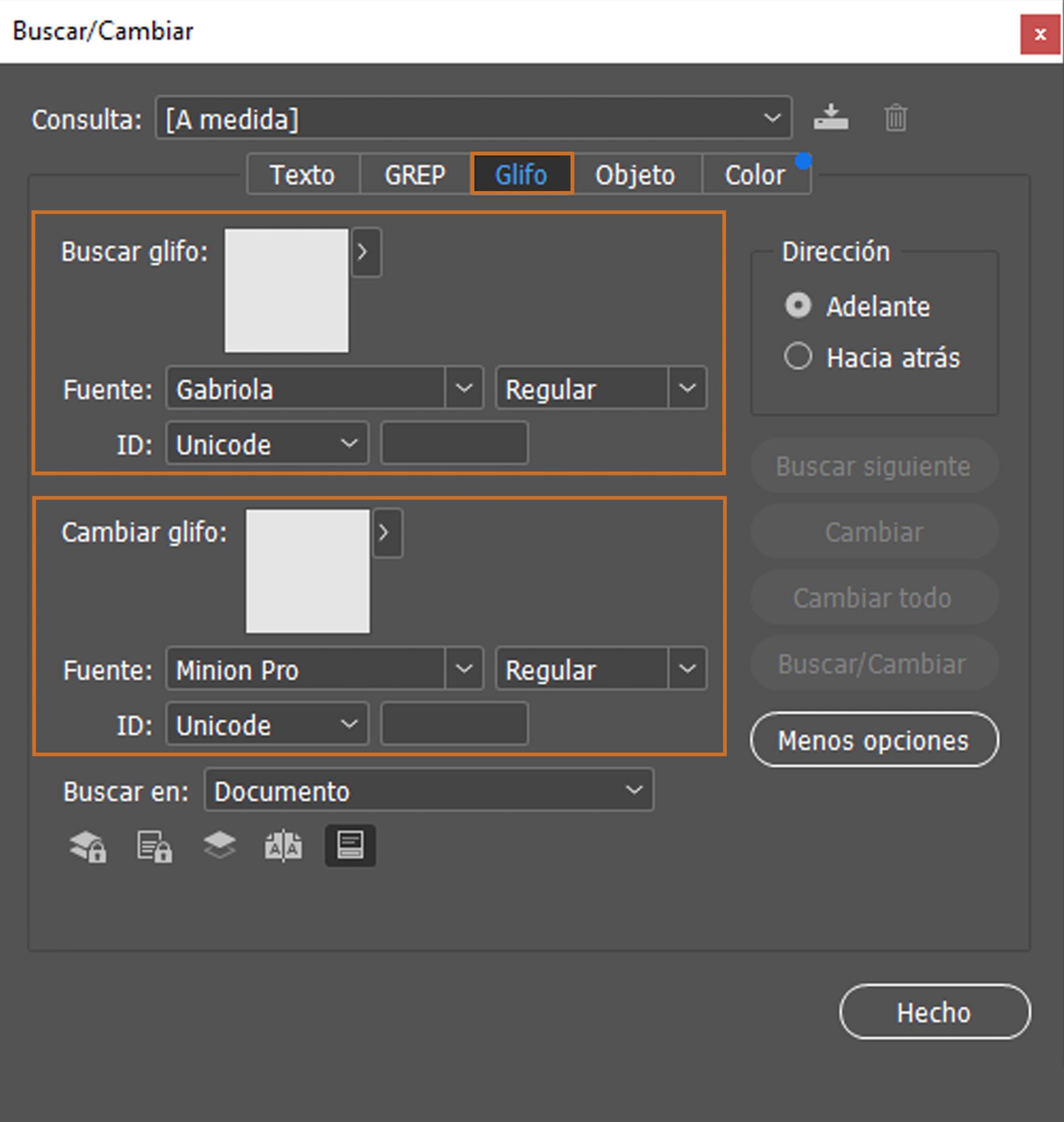 Buscar y reemplazar pictogramas