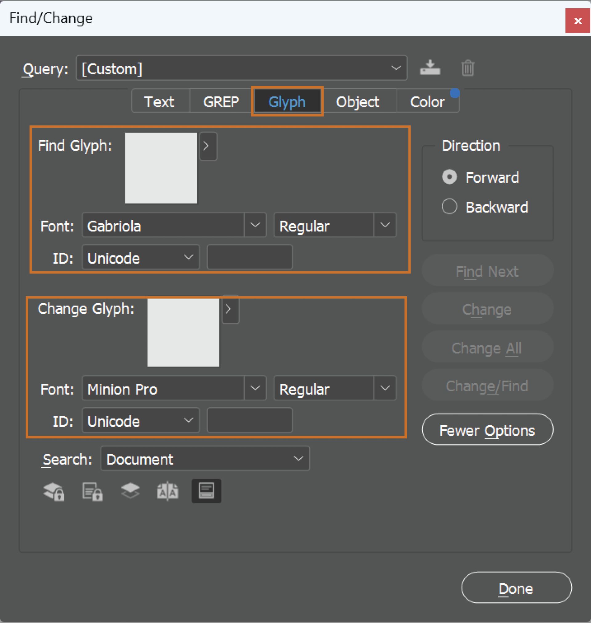 חיפוש והחלפה של דמויות