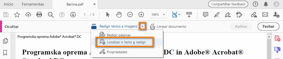 Localizar texto e redigir