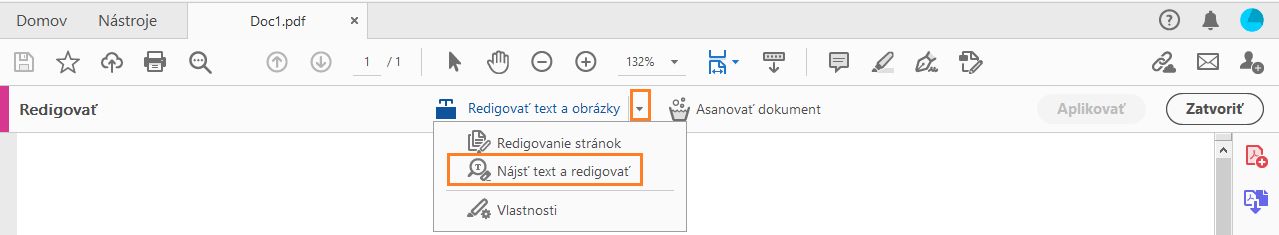 Nájdite text a redigujte ho