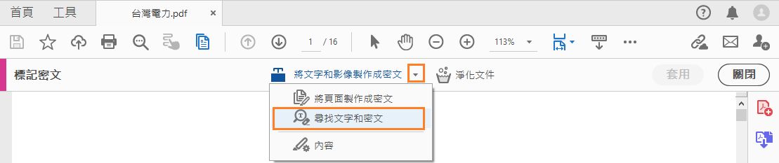 尋找文字並標記密文