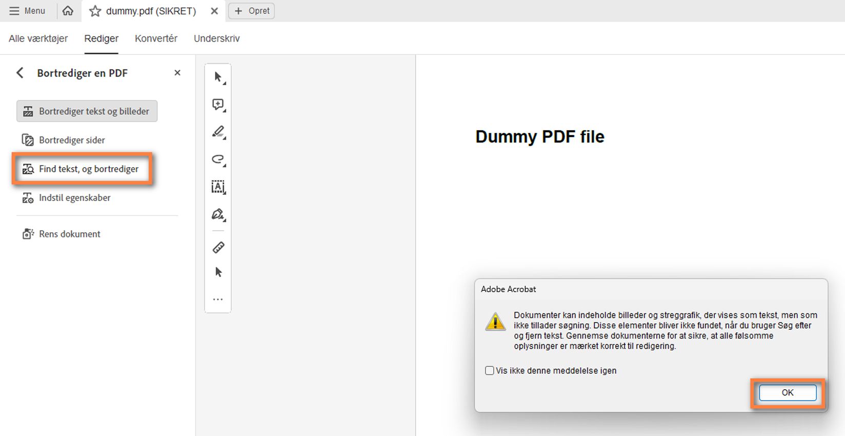 Find tekst og bortrediger