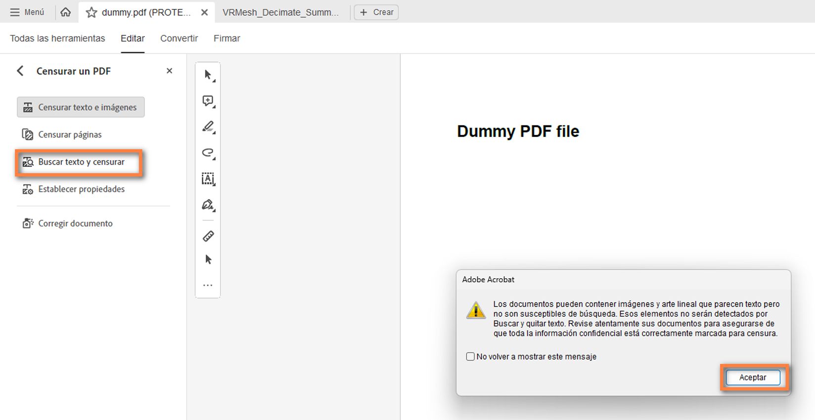 Buscar texto y censurar
