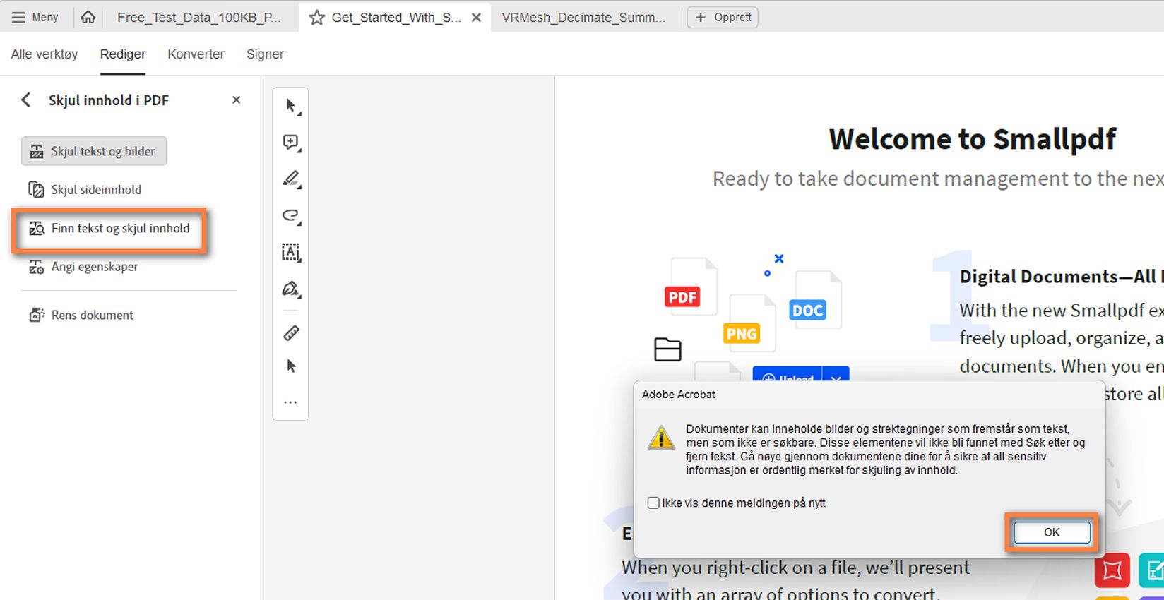 Tekst zoeken en redigeren