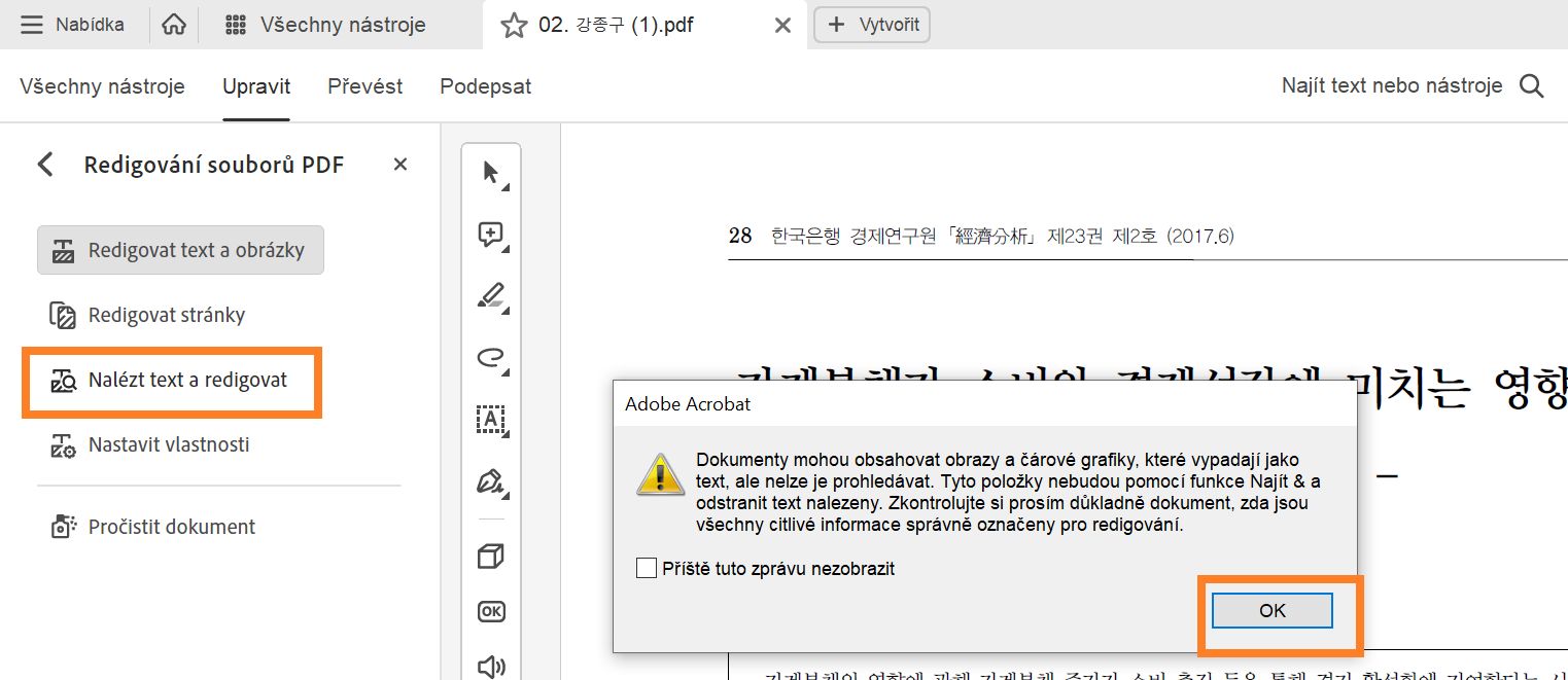 Nalézt text a redigovat
