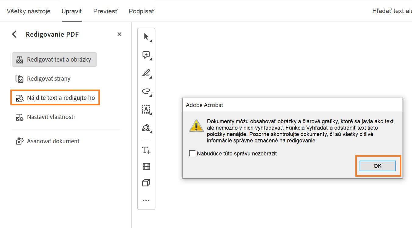Nájdite text a redigujte ho