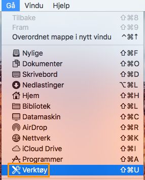 Velg Gå > Verktøy