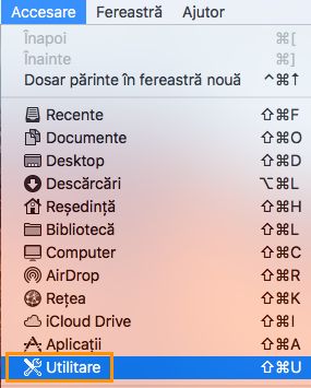 Selectați Accesare > Utilitare