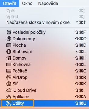 Vyberte možnost Otevřít > Utility