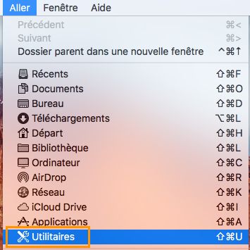Sélectionnez Aller > Utilitaires