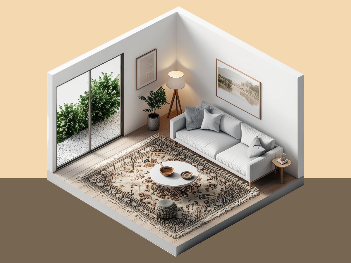 A three-dimensional artwork of a stylized human face. It's composed of various geometric shapes and blocks of color, including yellow, blue, orange, white, and gray.