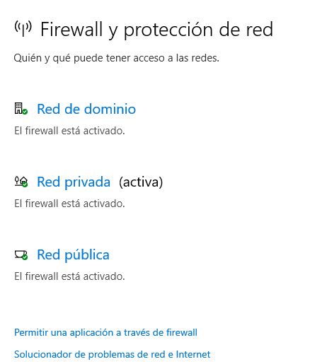 Comprobar la configuración del firewall y el antivirus