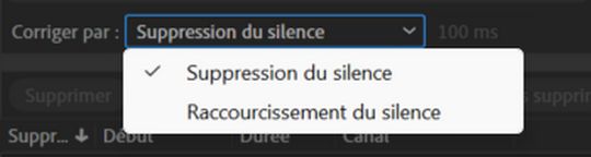 Sélectionnez pour supprimer ou scinder le silence