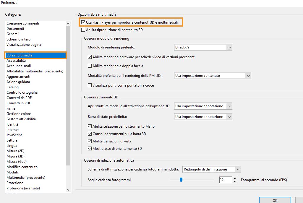 Attivare o disattivare la preferenza per FlashPlayer