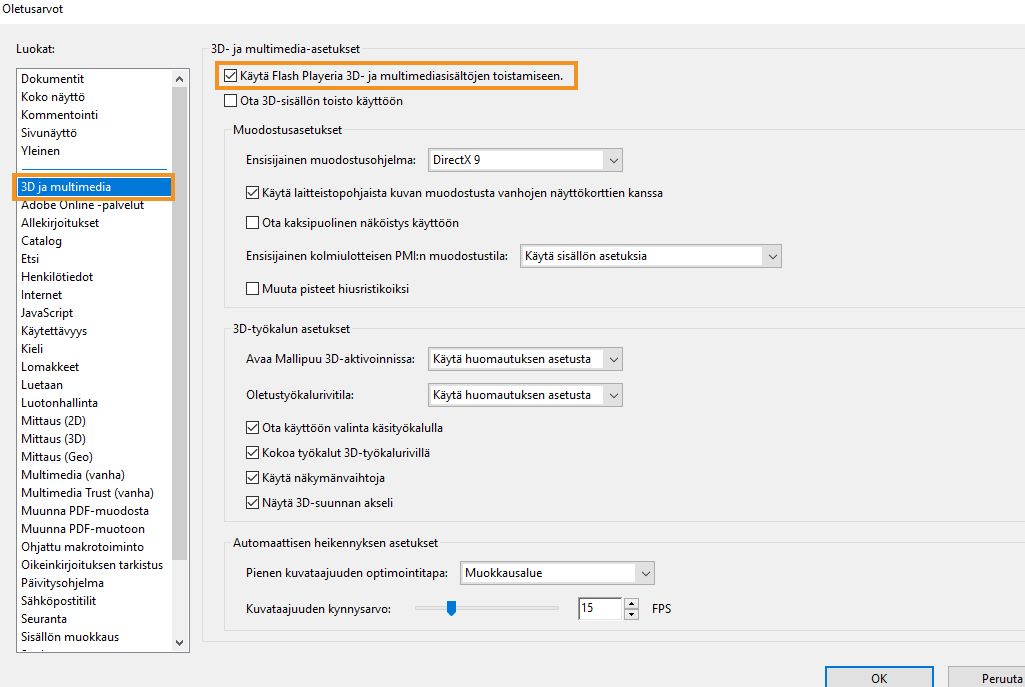 Ota Flash Player -asetus käyttöön tai poista se käytöstä