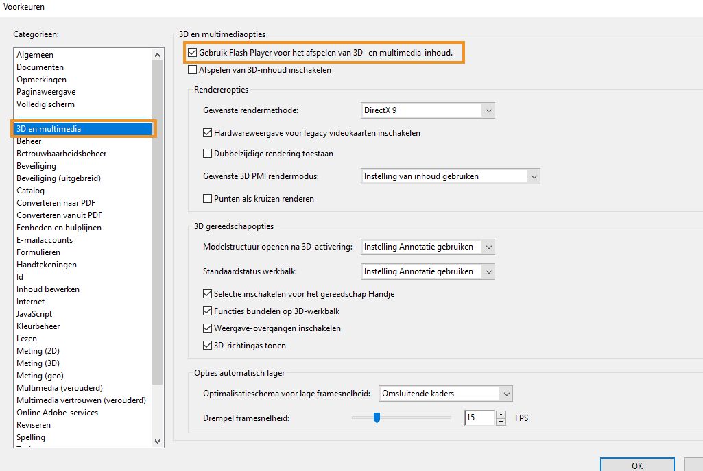FlashPlayer-voorkeur in- of uitschakelen