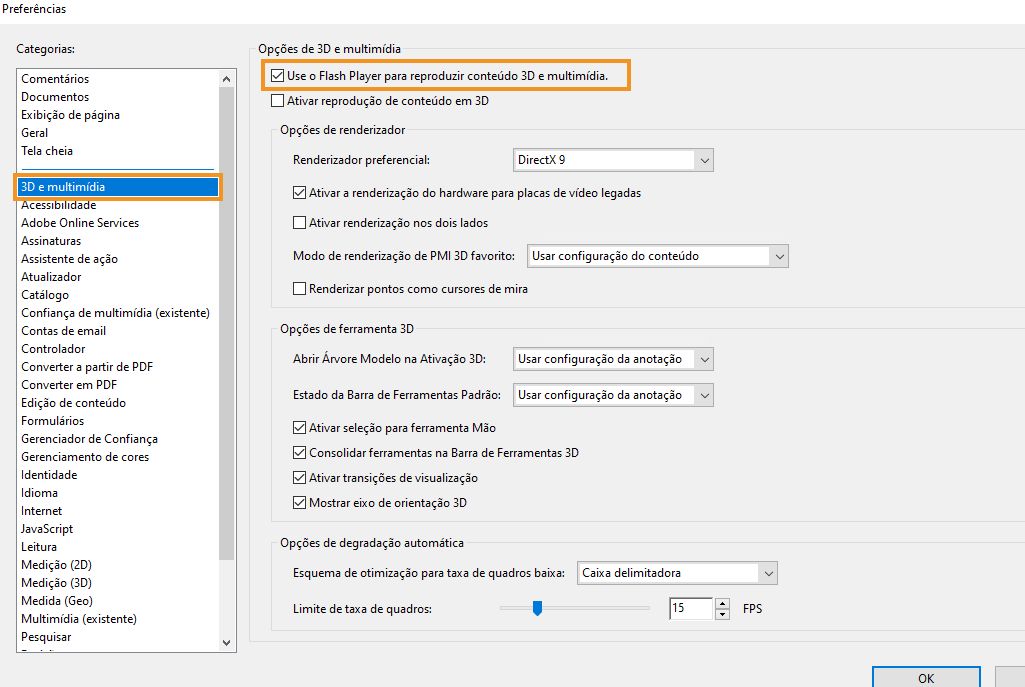 Ativar ou desativar a preferência do Flash Player