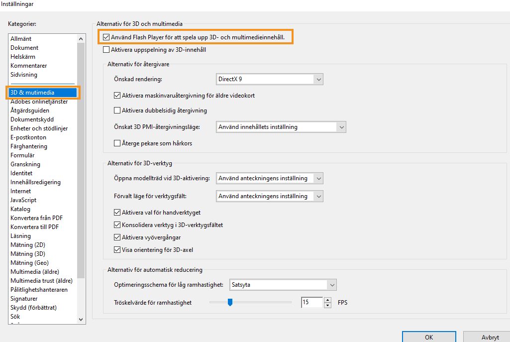 Aktivera eller inaktivera FlashPlayer-inställningar