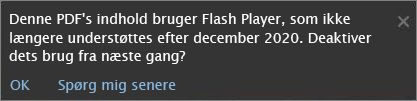 Advarselsbesked om deaktiveret Flash