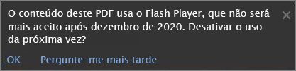 Mensagem de aviso Flash desativo
