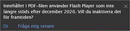 Meddelande om inaktiverat Flash