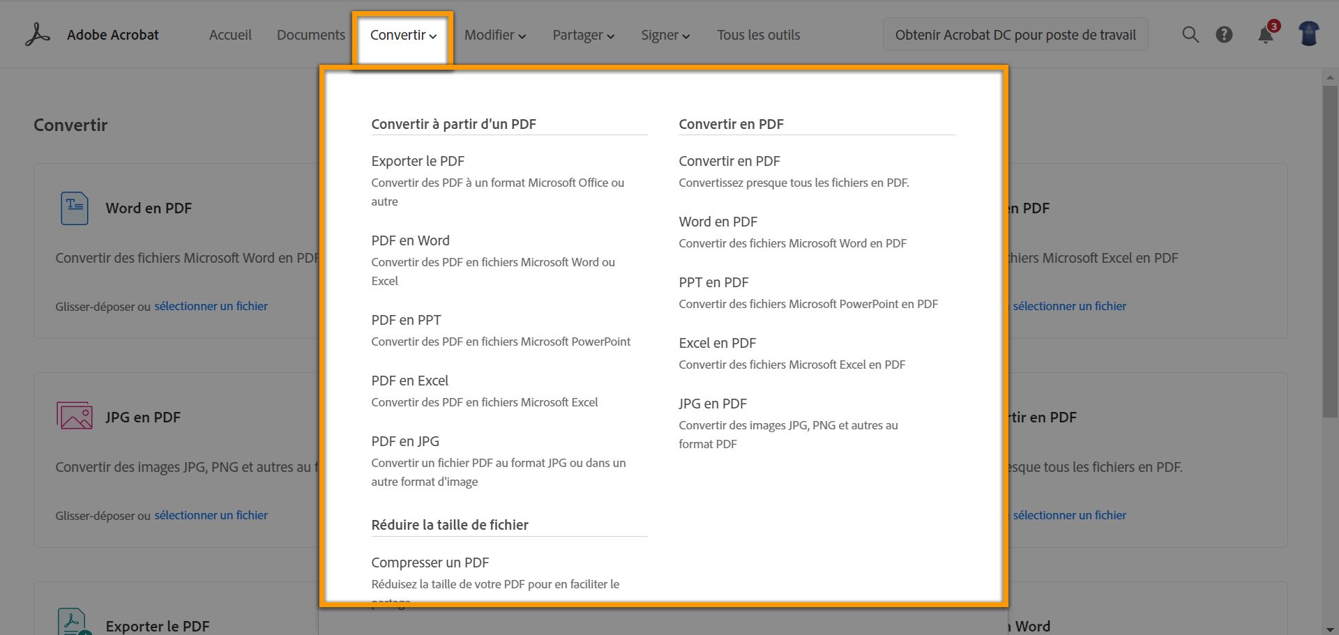 Nouveau menu déroulant
