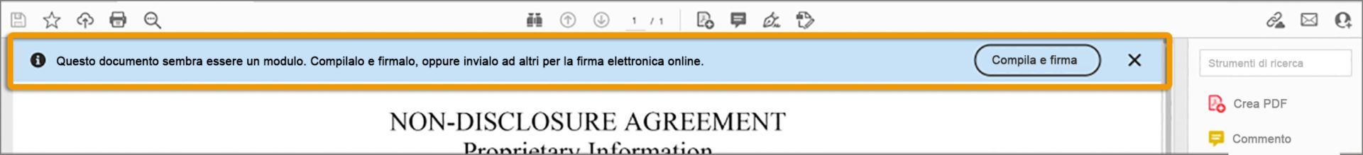 Invito a utilizzare lo strumento Compila e firma