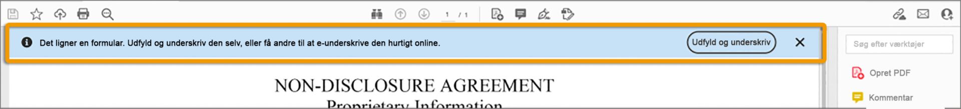 Spørg om at bruge værktøjet Udfyld og underskriv