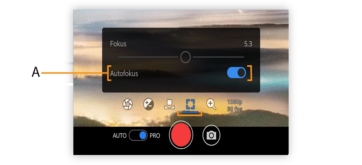 PRO-Fokusoptionen in Premiere Rush