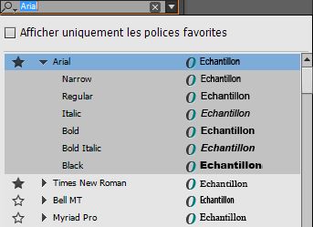 Famille de polices en tant que favori